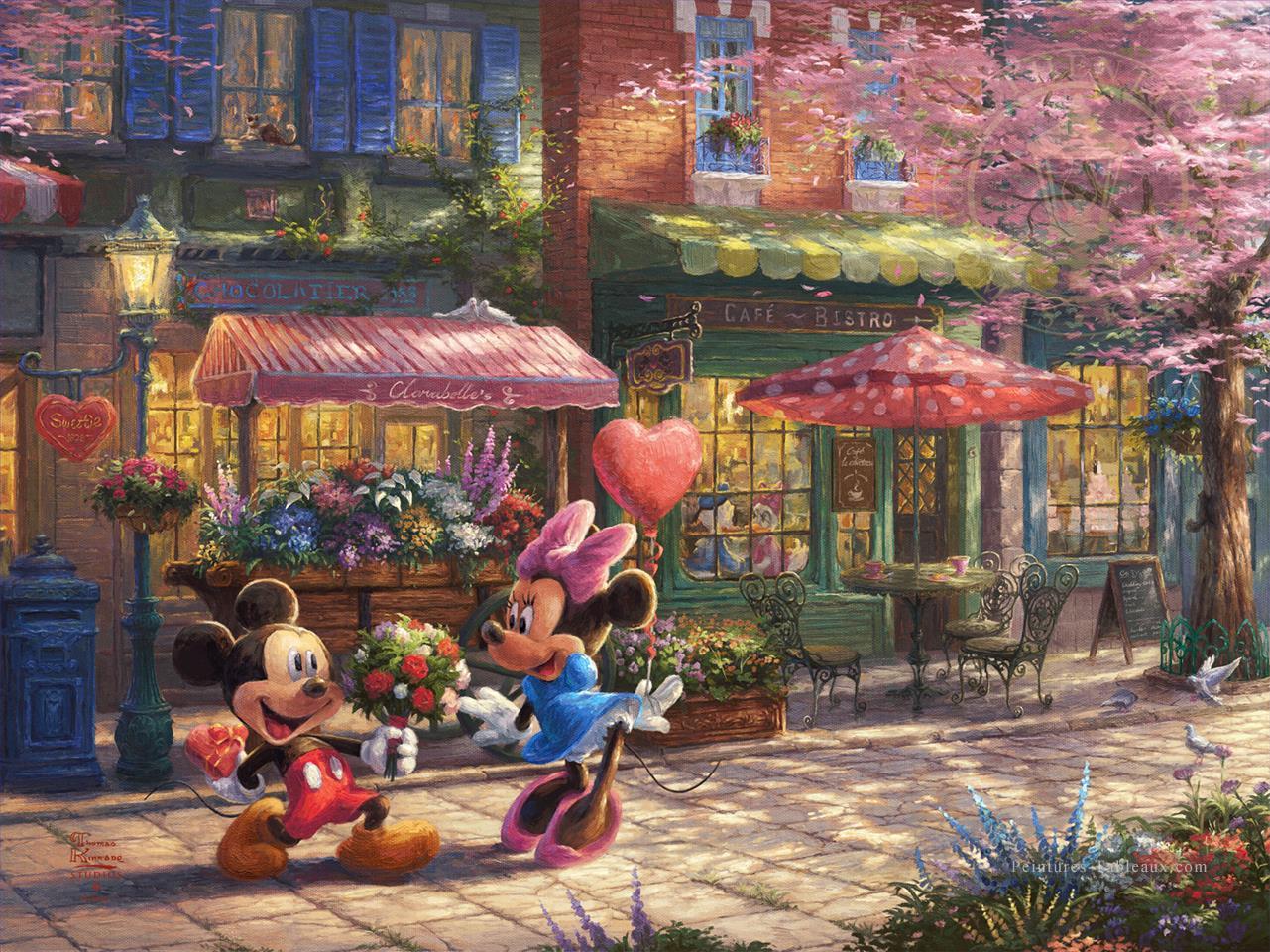 Mickey and Minnie Sweetheart Cafe TK Disney Peintures à l'huile